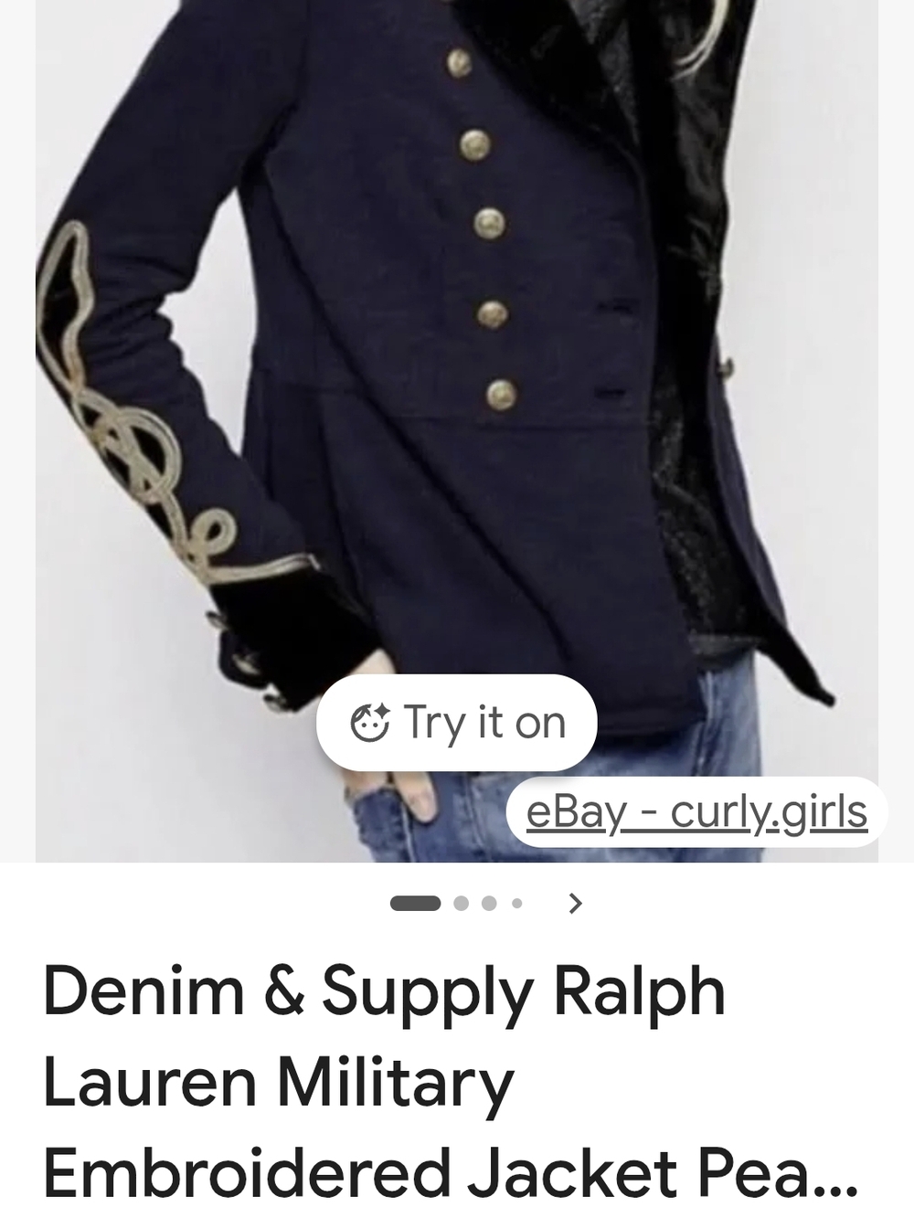Denim & Supply Ralph Lauren Navy Peacoat with Gold Embroidery